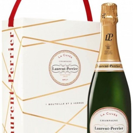 LAURENT PERRIER BRUT CHAMPAGNE 1 BOUTEILLE + 2 VERRES 75CL